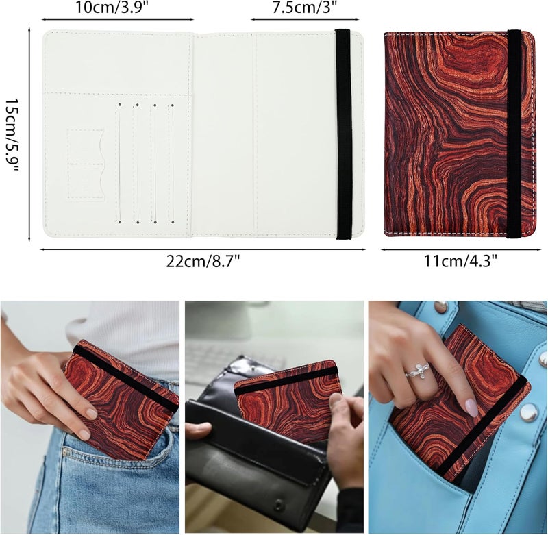 bassyil Passport Holder for Women and Men PU Leather Passport Cover for Travel (Wood Print) - Image 4